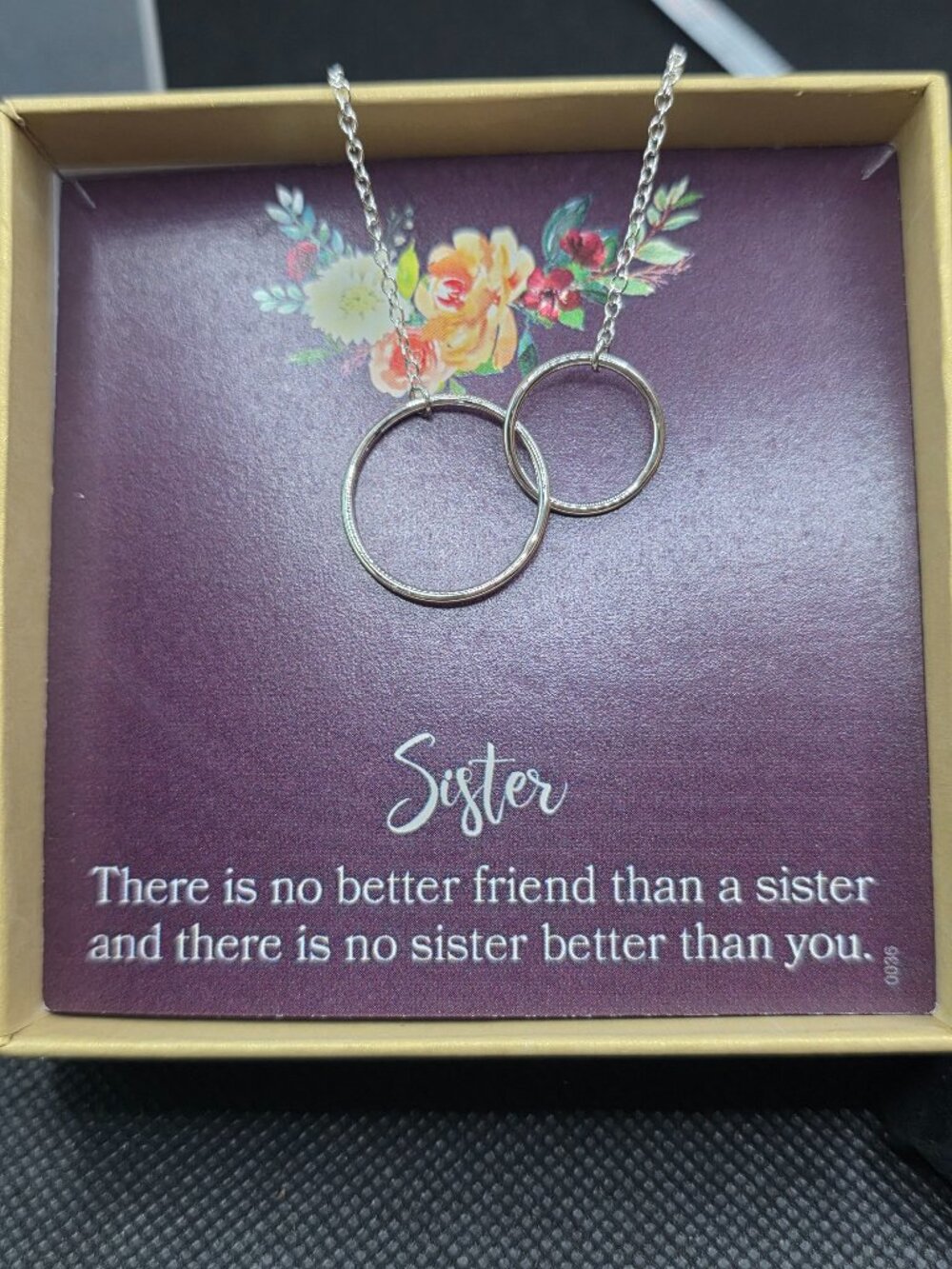 Dear Ava Sister Interlocking Circle Necklace Silver Gift Box